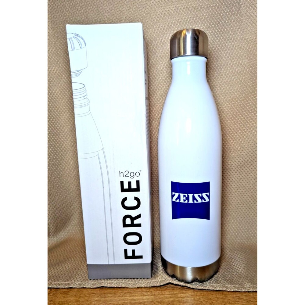H2GO FORCE Zeiss 26 Oz. Stainless Steel Double Wall Insulated Bottle White Blue